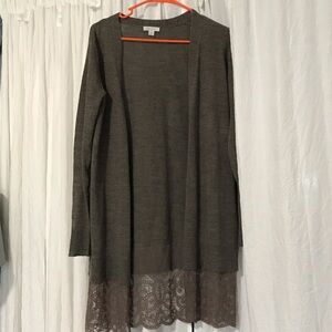 Garnet Hill Brown Open Front Cardigan